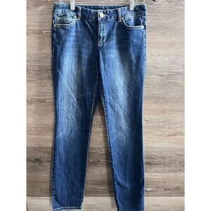 Michael Kors Skinny Dark Wash Stretch Jeans Ankle MK Logo Women’s Size 4 Blings